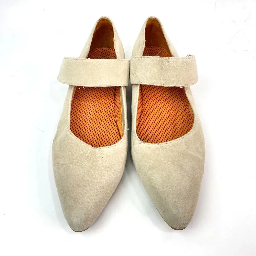 Rocket Dog Leather Nubuck Neutral Beige Loafer Flats Straps Pointed Toe Career